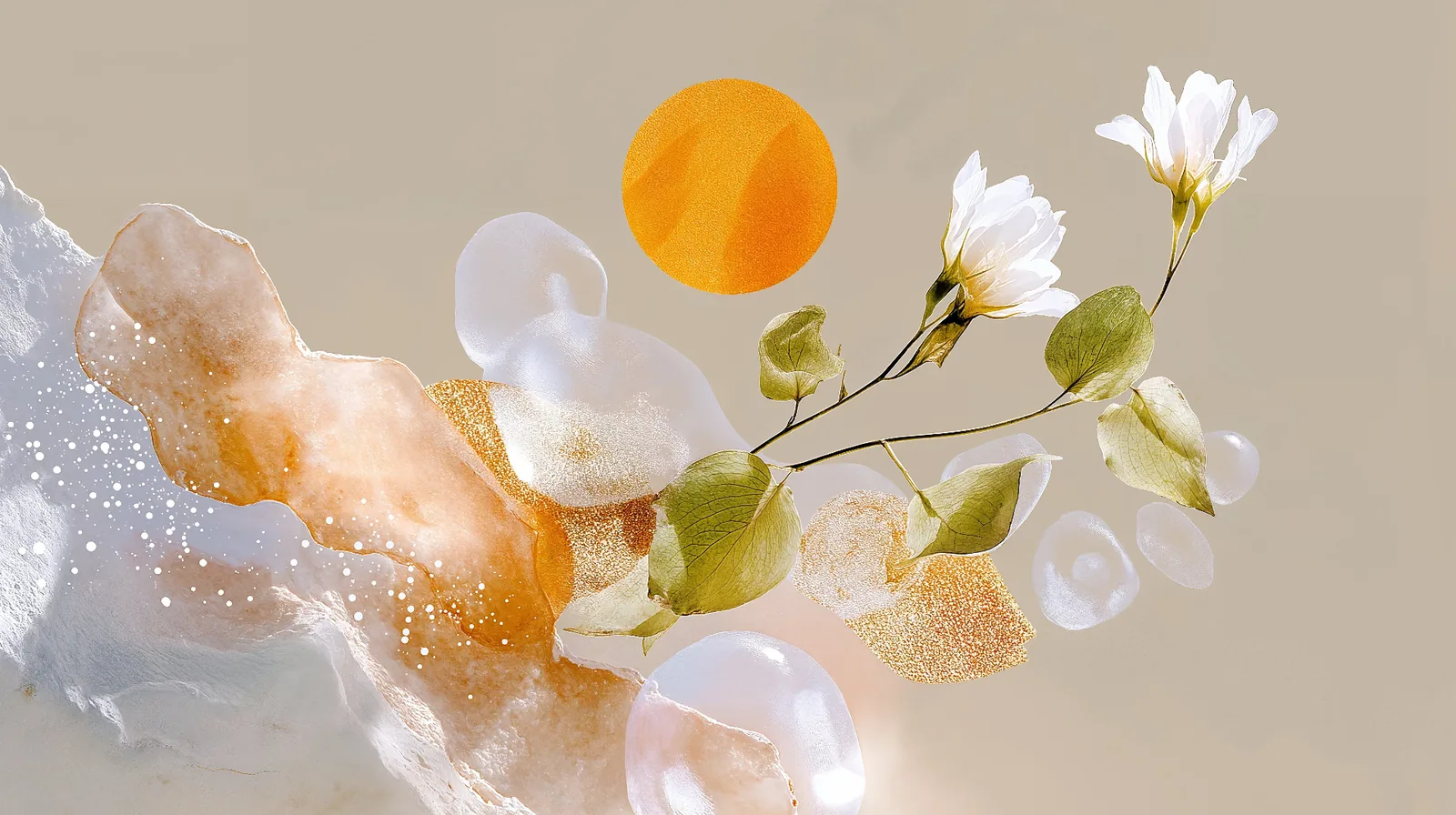 Holistic Mind-Body Balance for Conception Abstract illustration of mind-body harmony with natural elements and magnolia flowers for holistic pregnancy preparation