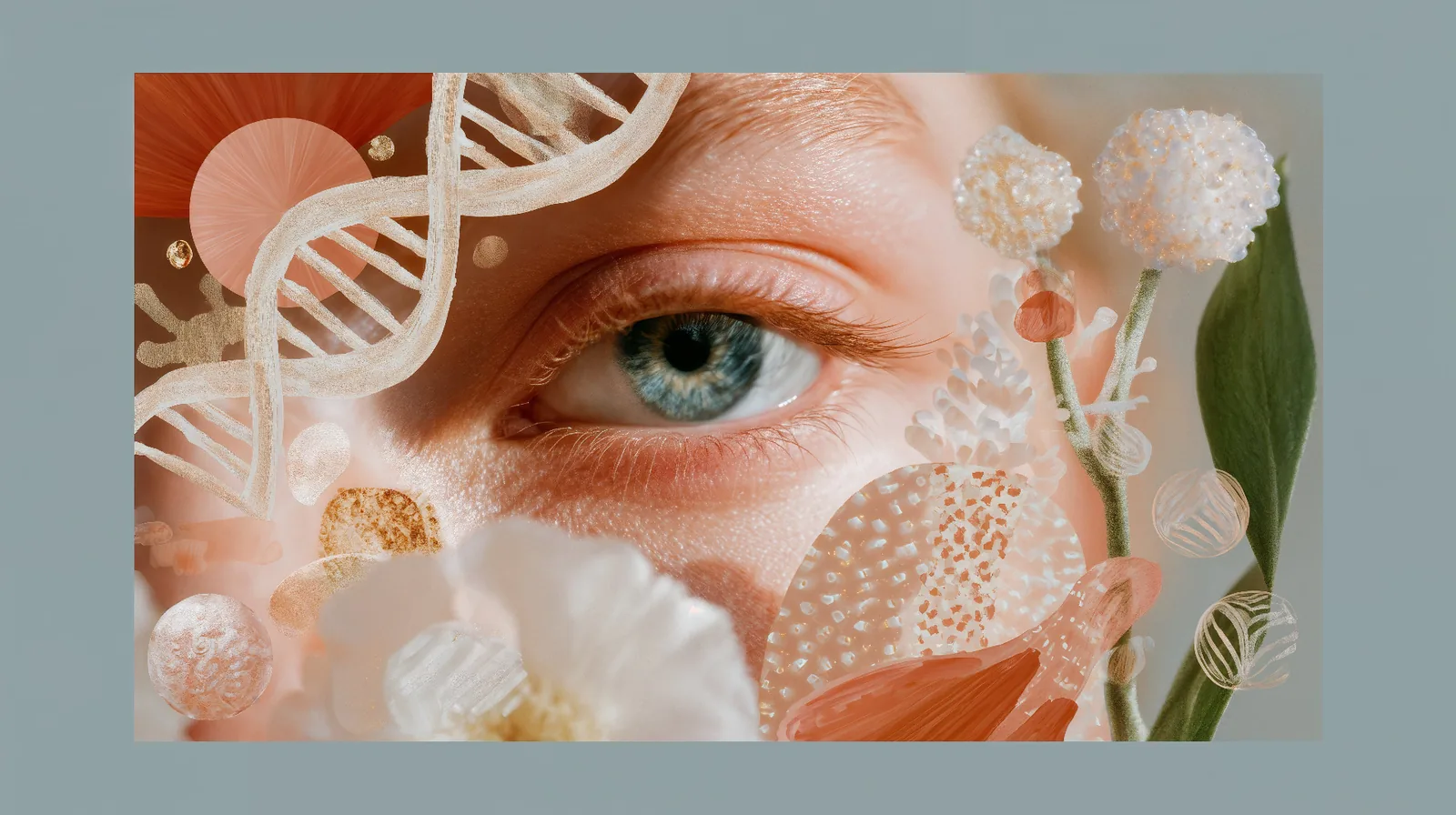 DNA helix with eye color genetics illustration showing how baby eye color is determined