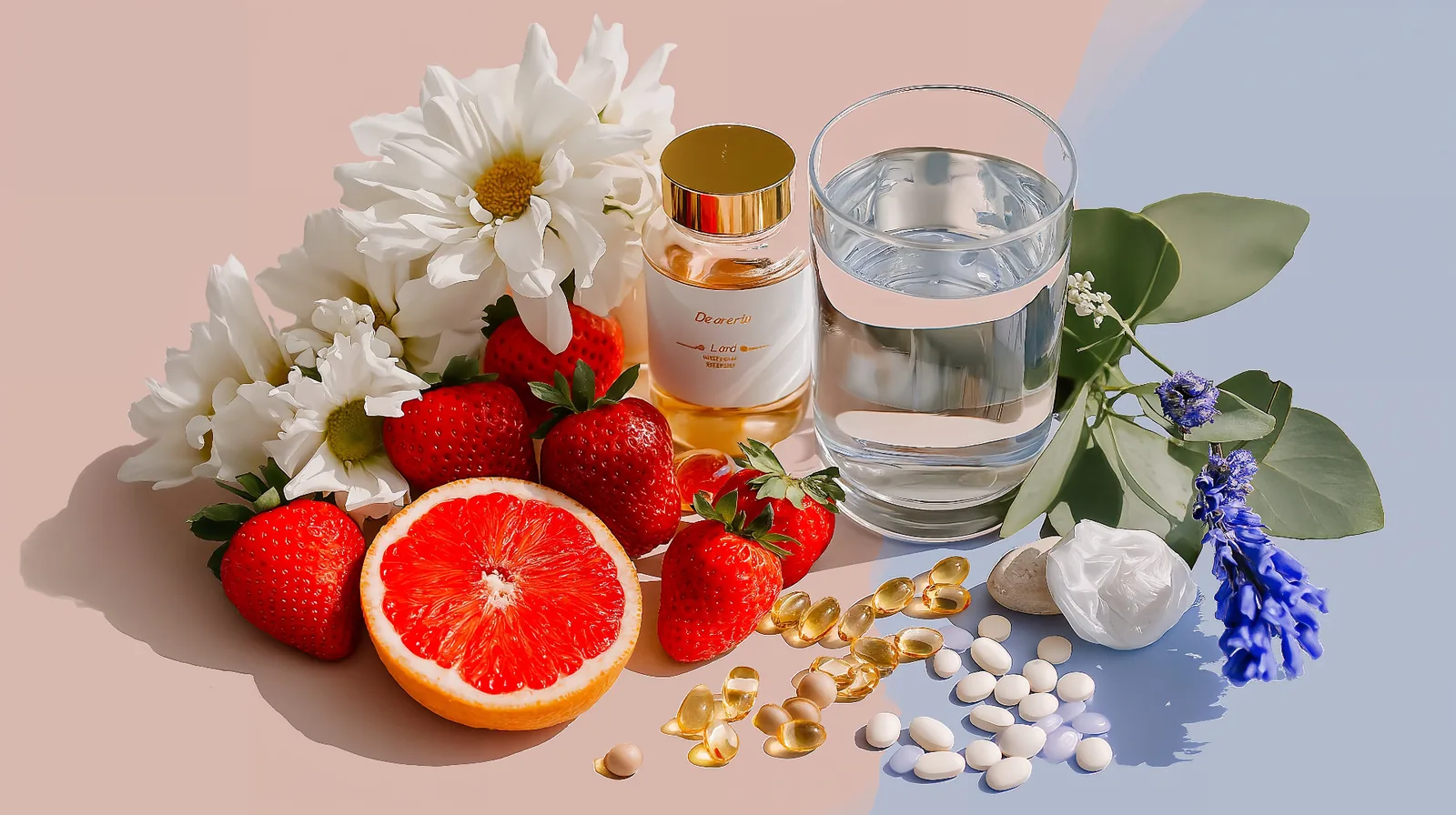 Essential Prenatal Vitamins and Nutrition for Fertility Healthy preconception vitamins, fresh fruits, supplements, and nutritious foods for fertility and pregnancy preparation