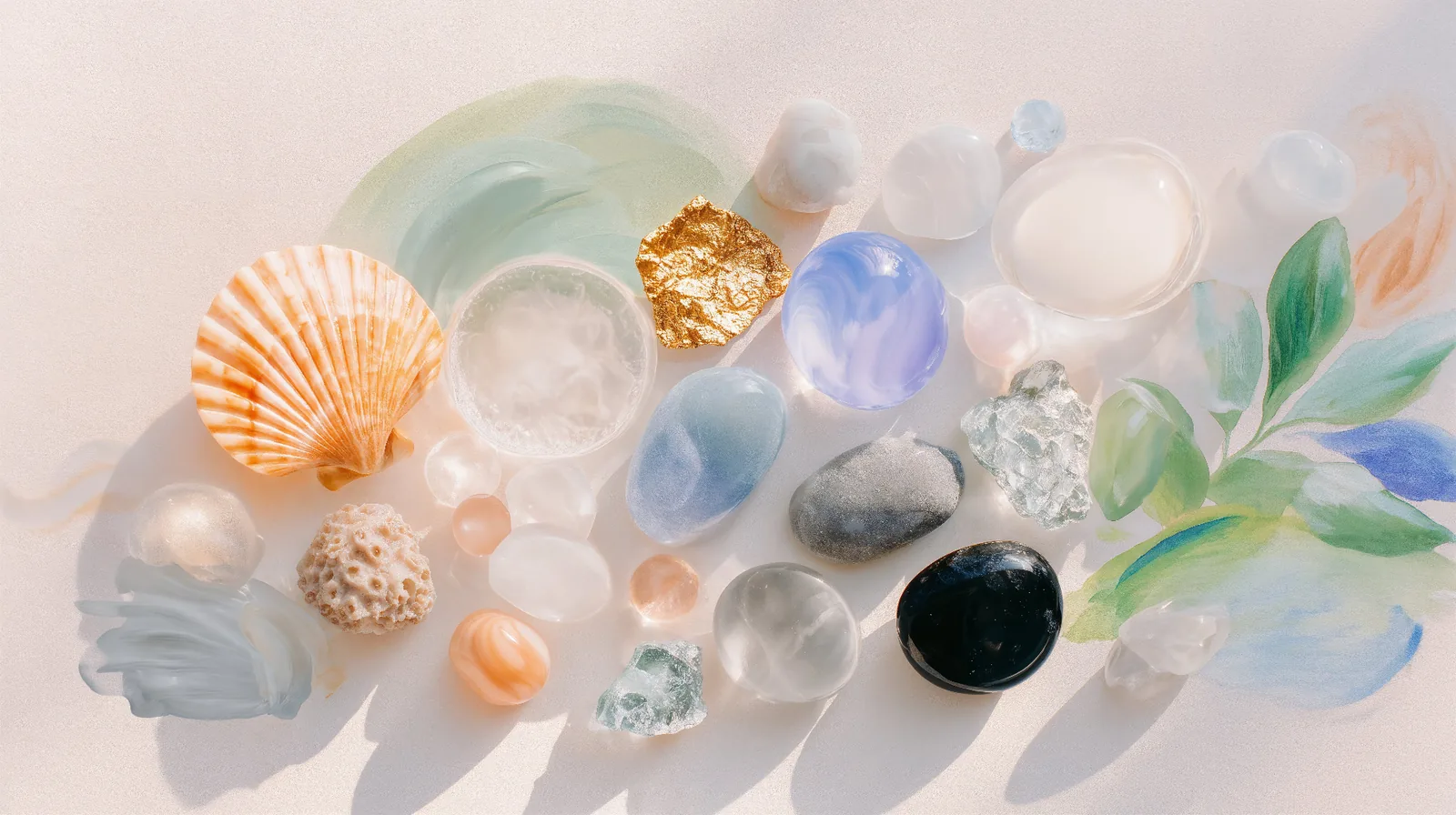 Understanding Your Fertility Cycle Abstract wellness illustration with healing stones and natural elements for tracking fertility and health